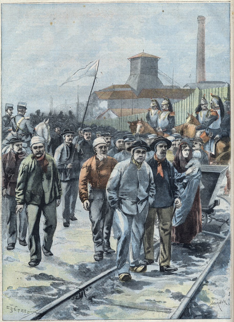 Generalstreik der Bergleute in Nordfrankreich, in „Le Petit Parisien“. von French School