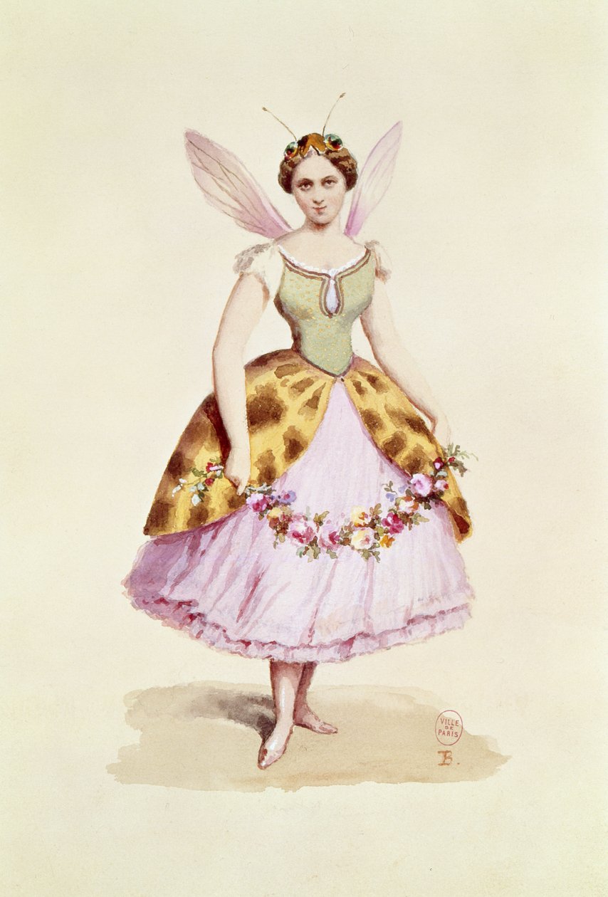 Mädchen im Bienenkostüm, das Bonaparte-Emblem, getragen auf einem Kostümball von Napoleon III. und Kaiserin Eugenie, 9. Februar 1863 von French School