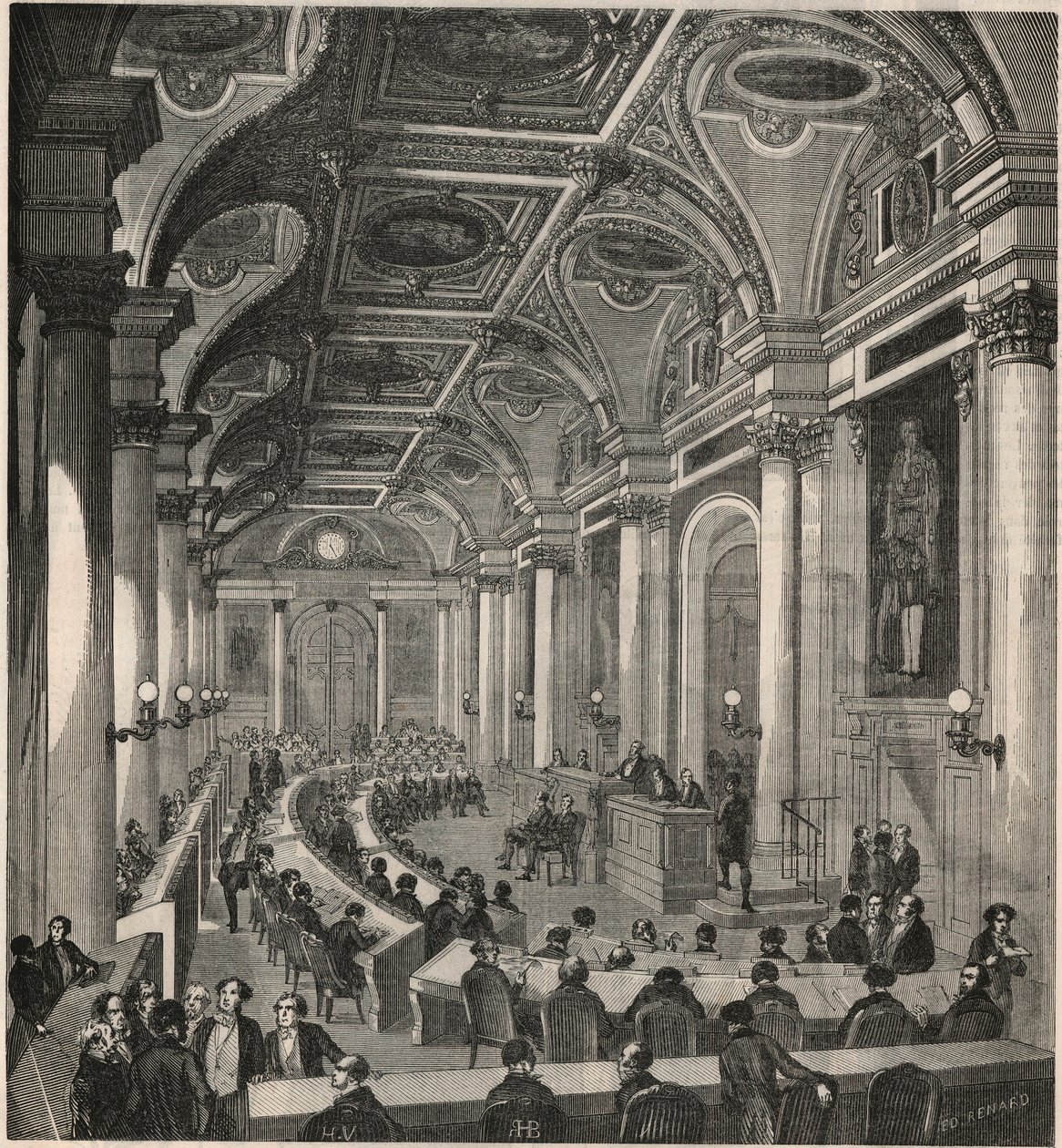 Großer Sitzungssaal im Staatsrat in Paris - Gravur in „Tableau-de-Paris“ von Edmond Texier 1852 von French School