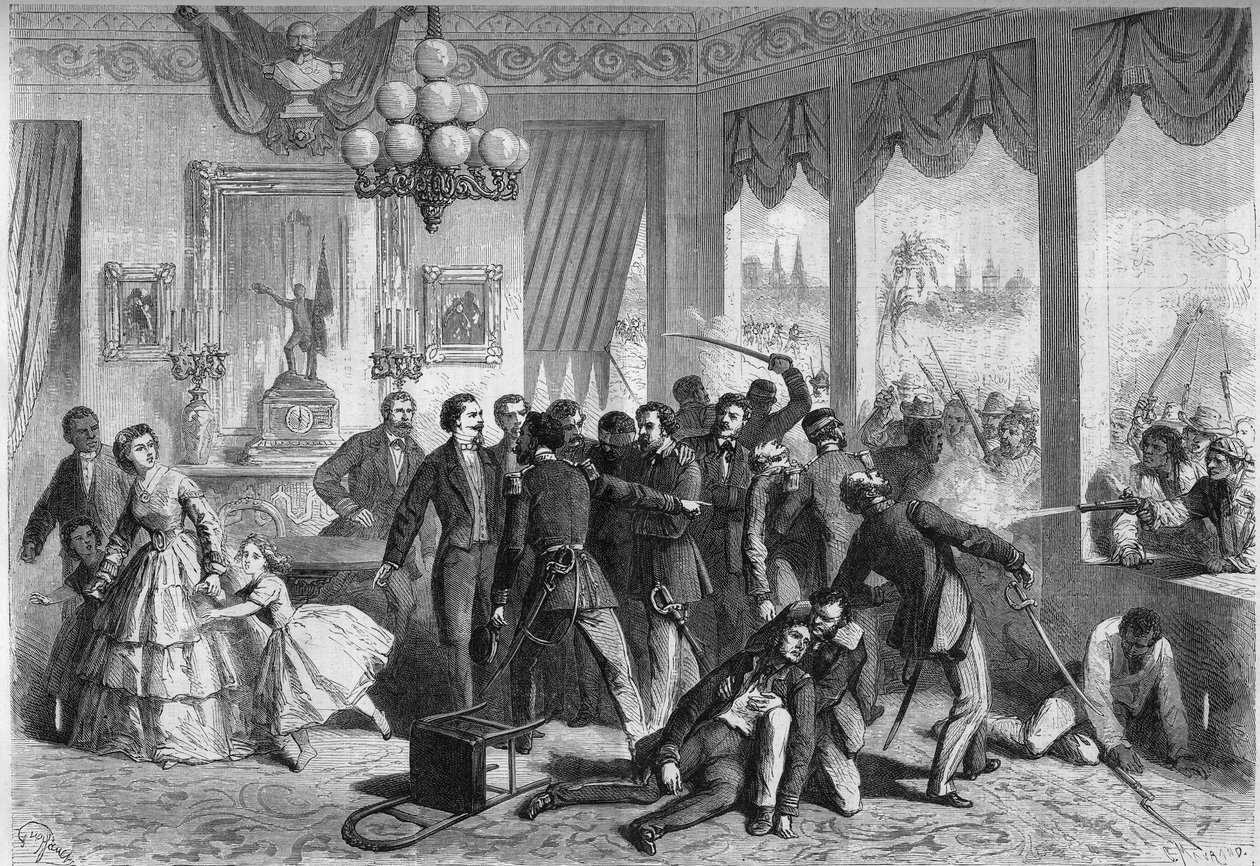 Hispano-Südamerikanischer Krieg - Lima (Peru) - 5. Februar 1865: Die verwundeten und verfolgten Spanier flüchten sich in die französische Gesandtschaft von French School