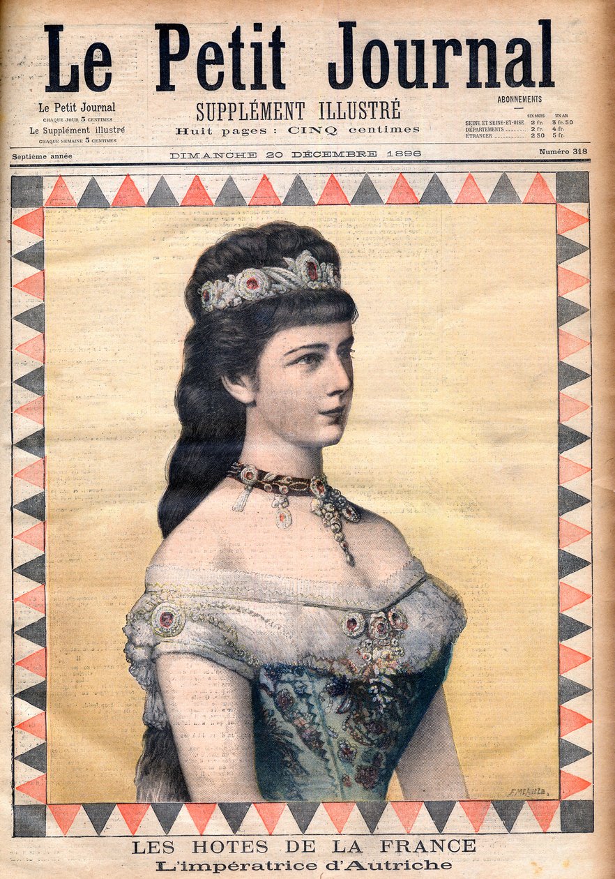 Gäste Frankreichs: Die Kaiserin Elisabeth (Sissi), Gemahlin von Franz Joseph I. von Österreich in „Le Petit Journal“ 20. Dezember 1896 (Gravur) von French School