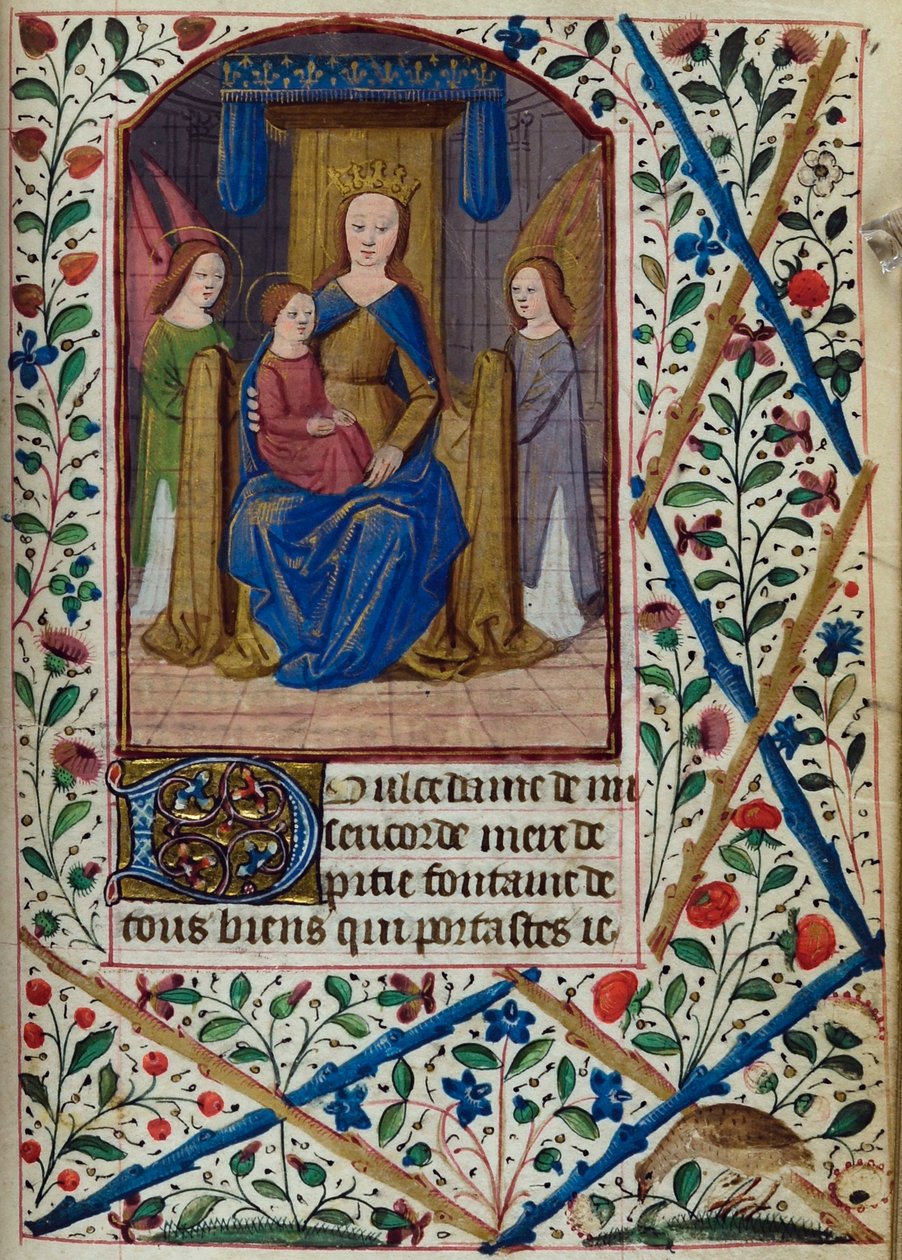 H/L-3-3 fol. 148r Jungfrau und Kind, aus Stundenbuch, Gebrauch von Paris, Mitte des 15. Jahrhunderts von French School
