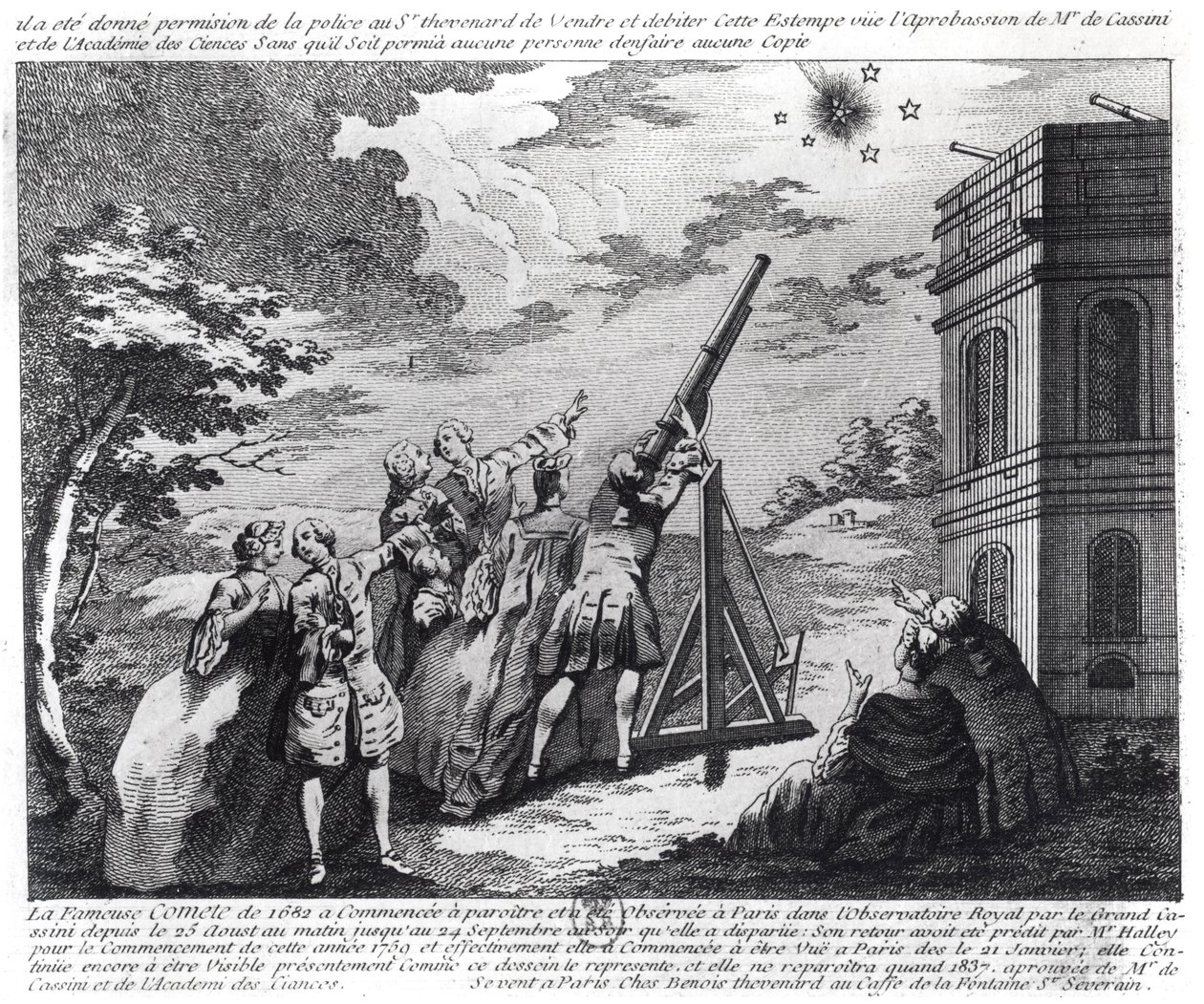Halleyscher Komet, beobachtet 1759 von Cassini III (1714-84) von French School