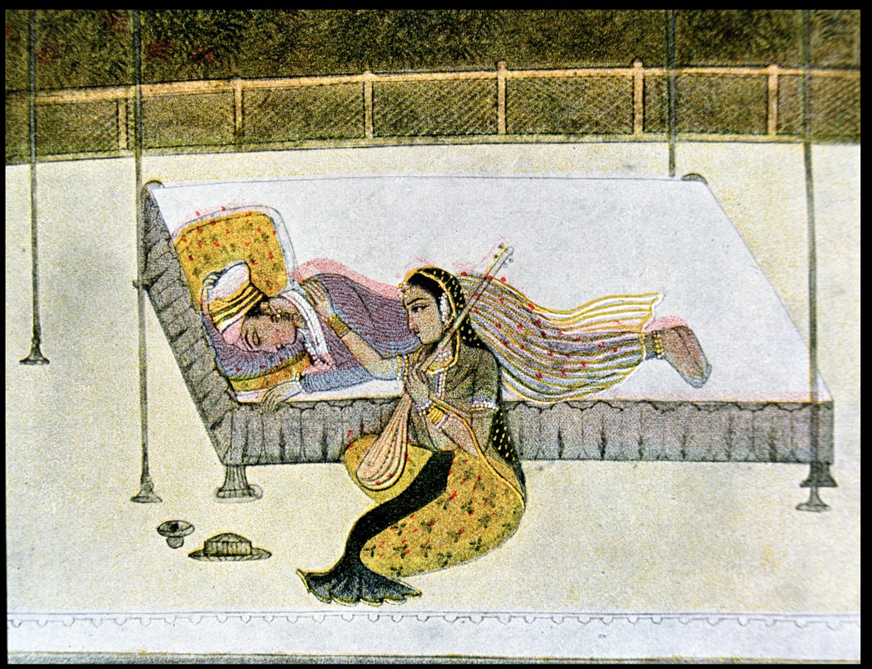 Er ist nichts ohne Musik, Illustration für Tausendundeine Nacht, 1895 von French School