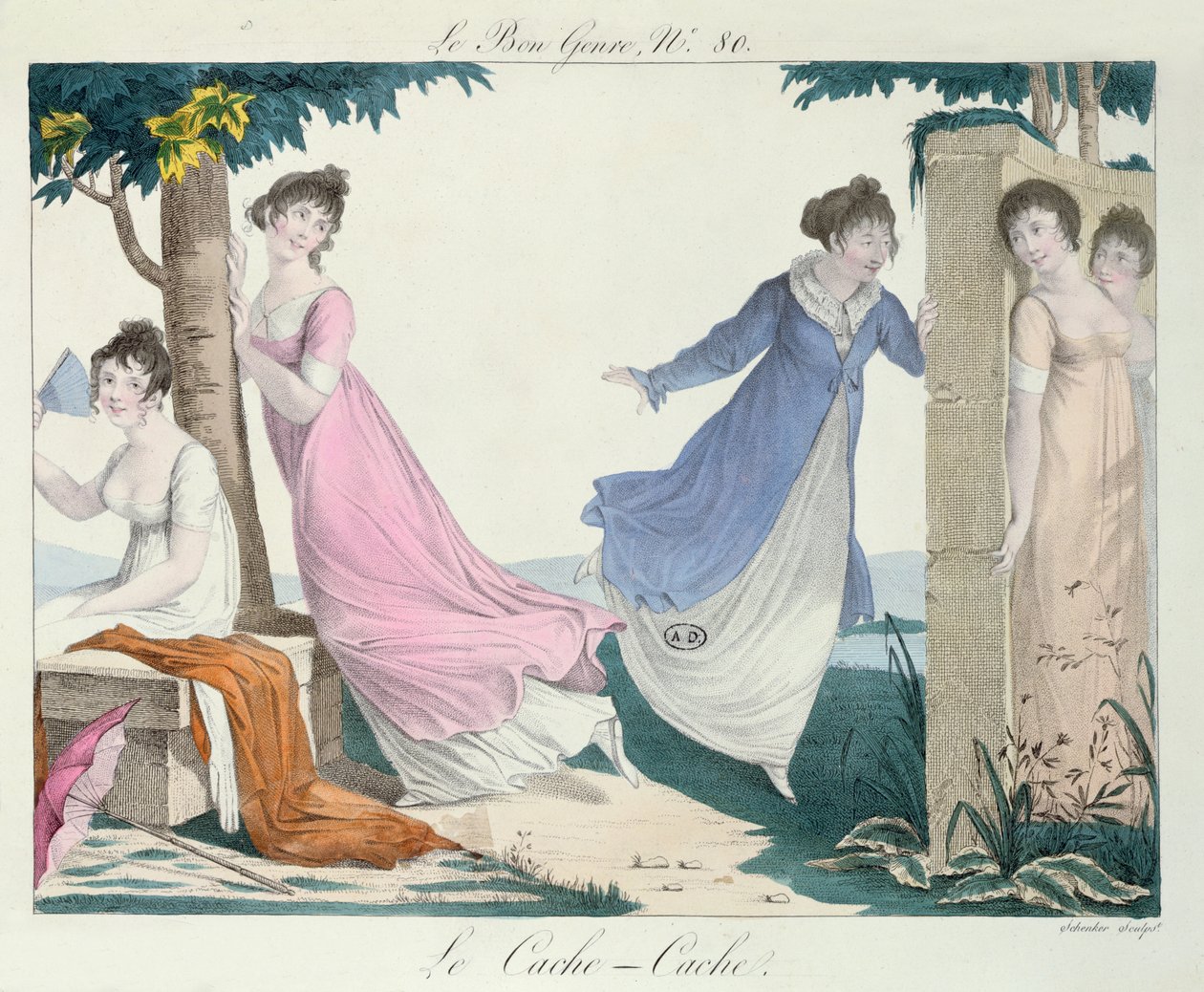 Versteckspiel, Illustration aus Le Bon Genre, frühes neunzehntes Jahrhundert von French School