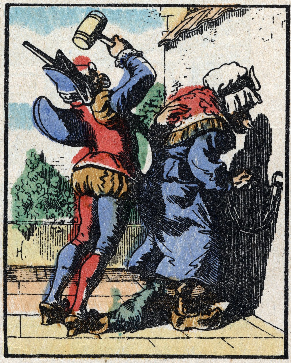 Geschichte von Dr. Pulcinella (Polichinelle). Holzgravur von Imagery Pellerin - Epinal, sp. 19. Jahrhundert. von French School