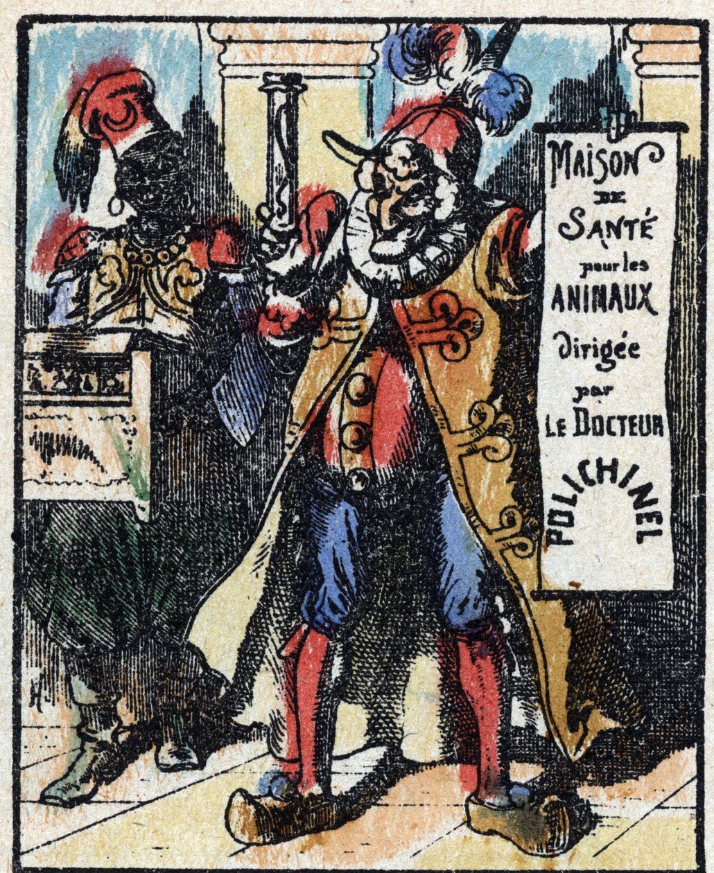Geschichte von Dr. Pulcinella (Polichinelle). Holzstich von Imaging Pellerin - Epinal, späte 19. Jahrhundert. von French School