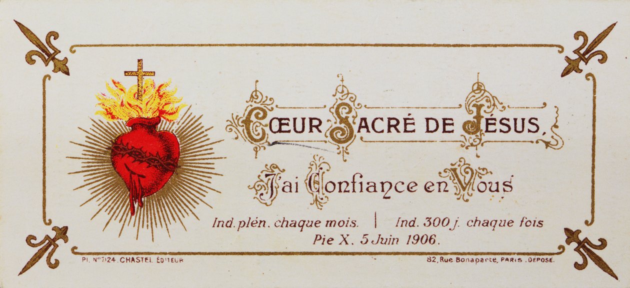 Heiligenbild, dem Heiligen Herzen gewidmet, 1906 von French School