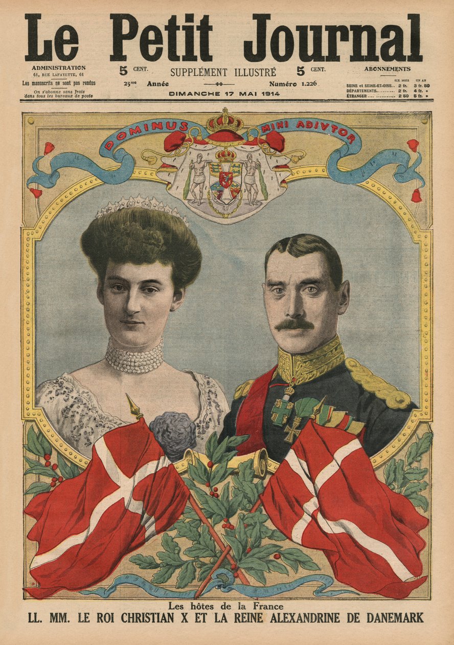 Gastgeber Frankreichs, König Christian X. und Königin Alexandrine von Dänemark, Titelbildillustration aus 