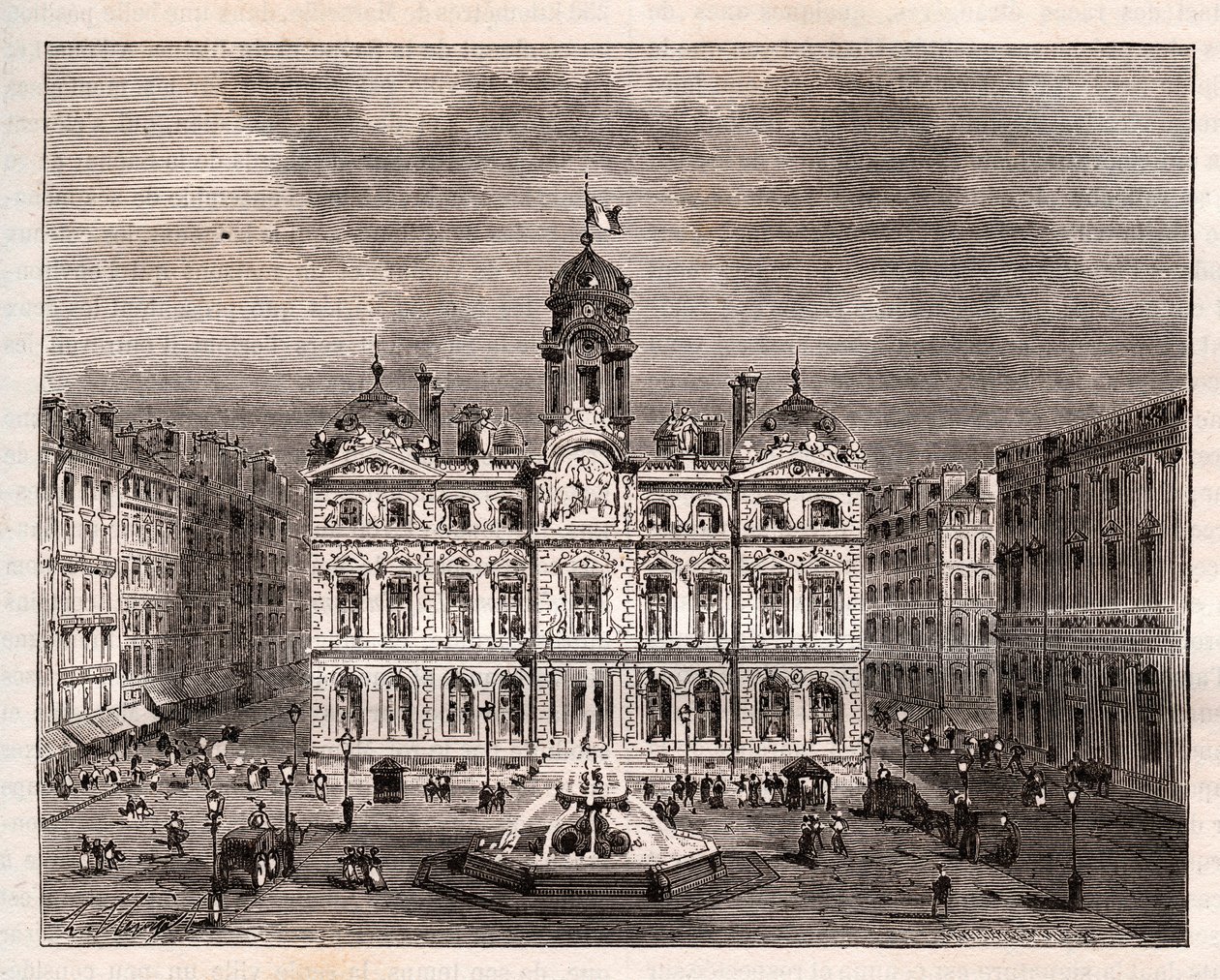 Hotel de Ville de Lyon - Gravur in „La France illustrée: Geographie, Geschichte, statistische Verwaltung“ von V.A. Malt-Brown. 1884 von French School