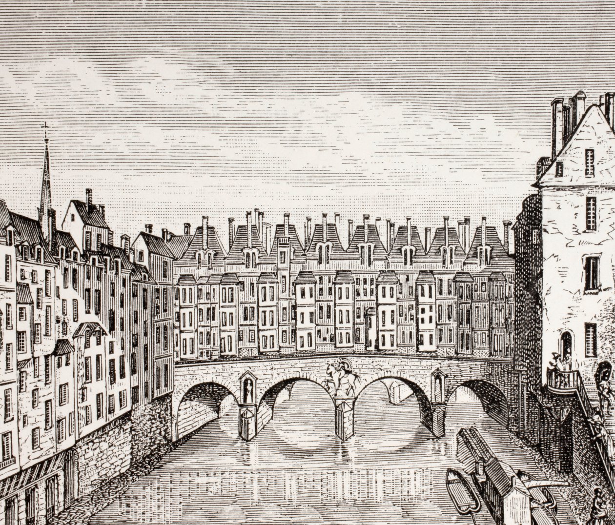 Häuser auf der Saint-Michel-Brücke, Paris, 1875 von French School