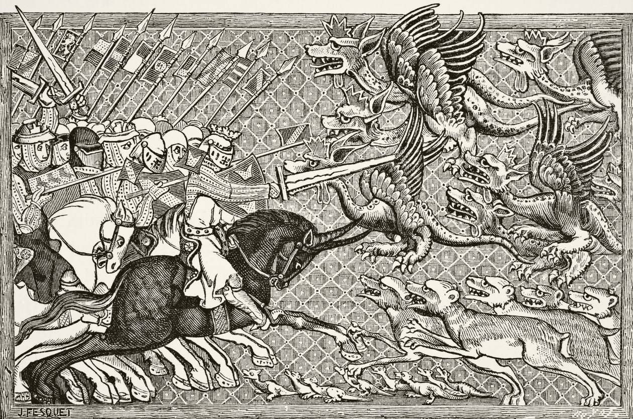 Wie Alexander gegen die Drachen und eine Art von Bestie namens Skorpion kämpfte, aus 