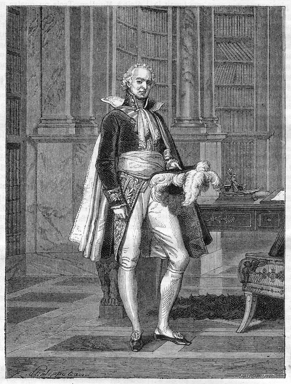 Hugues Bernard Maret (1763-1839), Herzog von Bassano, französischer Politiker (1807) - in „Geschichte des Kaiserreichs als Fortsetzung der Geschichte des Konsulats“ von Adolphe Thiers - 1879 - private Sammlung von French School