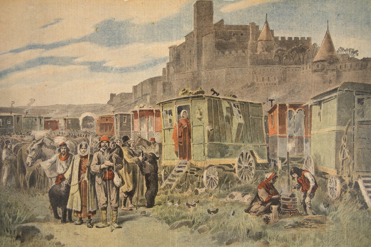 Ungarische Zigeuner vor Carcassonne, Illustration aus Le Petit Journal: Supplement illustre, 18. Dezember 1898 von French School