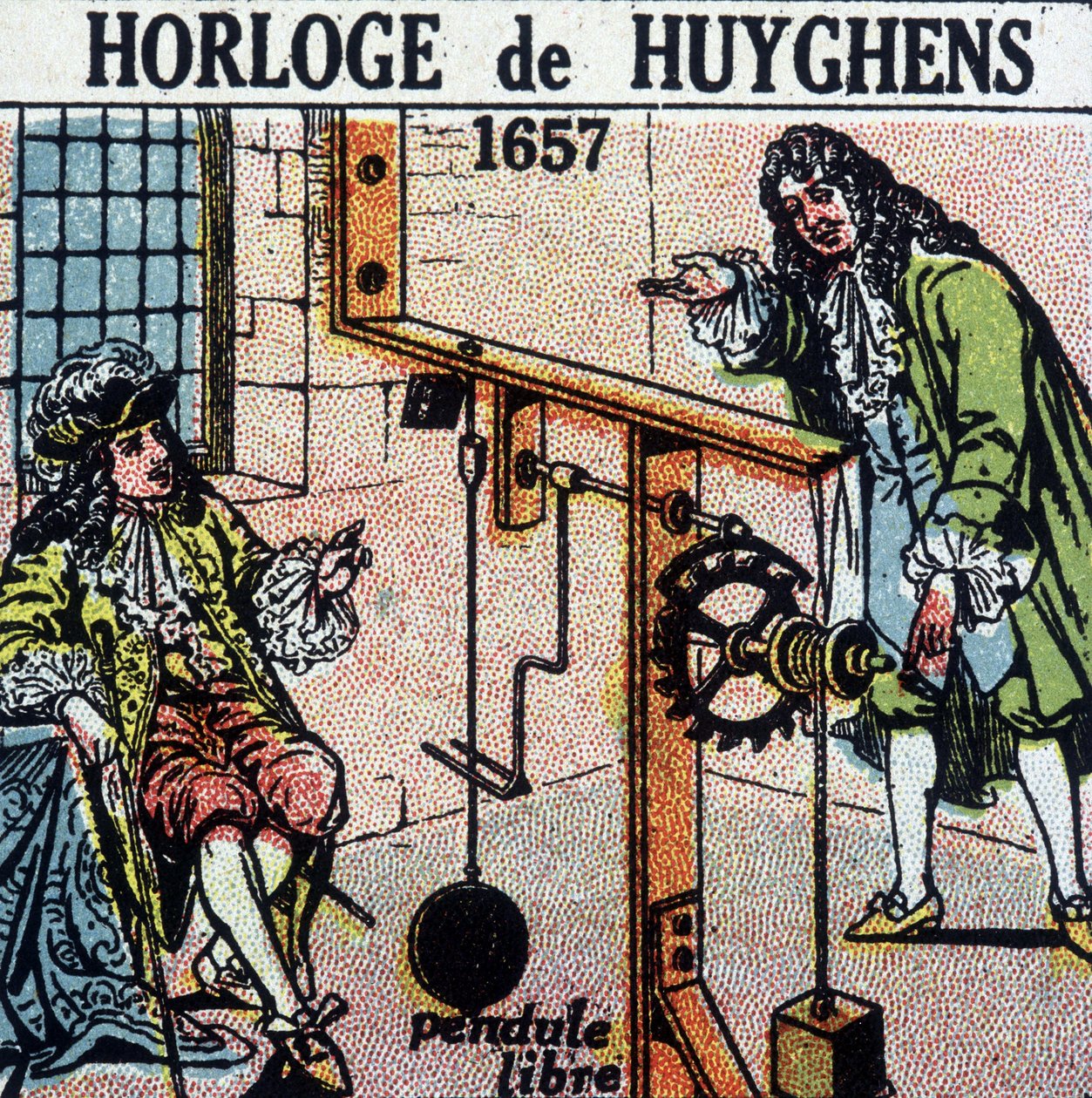 Huyghens Uhr 1657 (freies Pendel) - Gravur, Anfang 20. Jahrhundert von French School