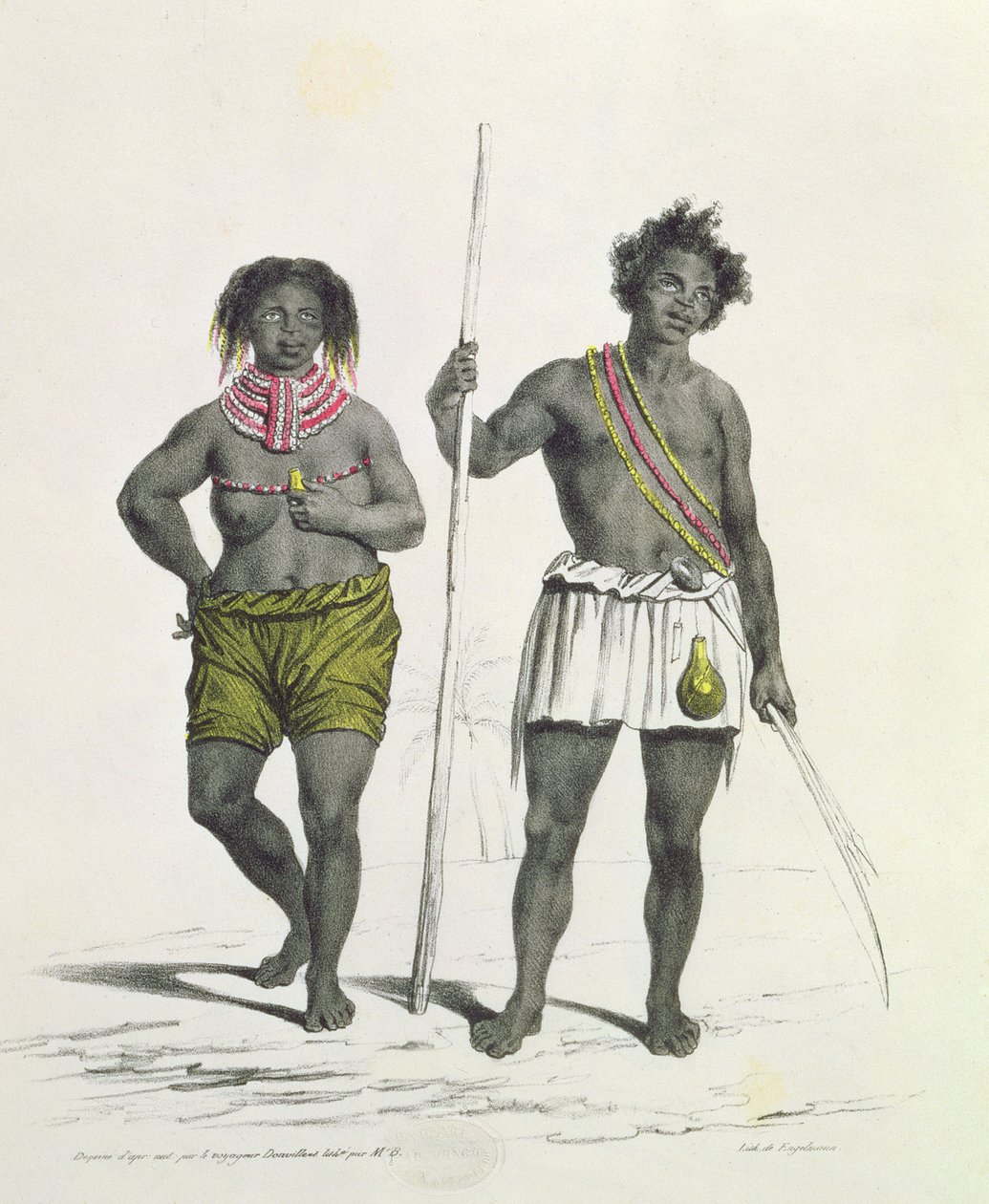 Götzendiener aus dem Königreich Benguela, Angola, graviert von Godefroy Engelmann von French School