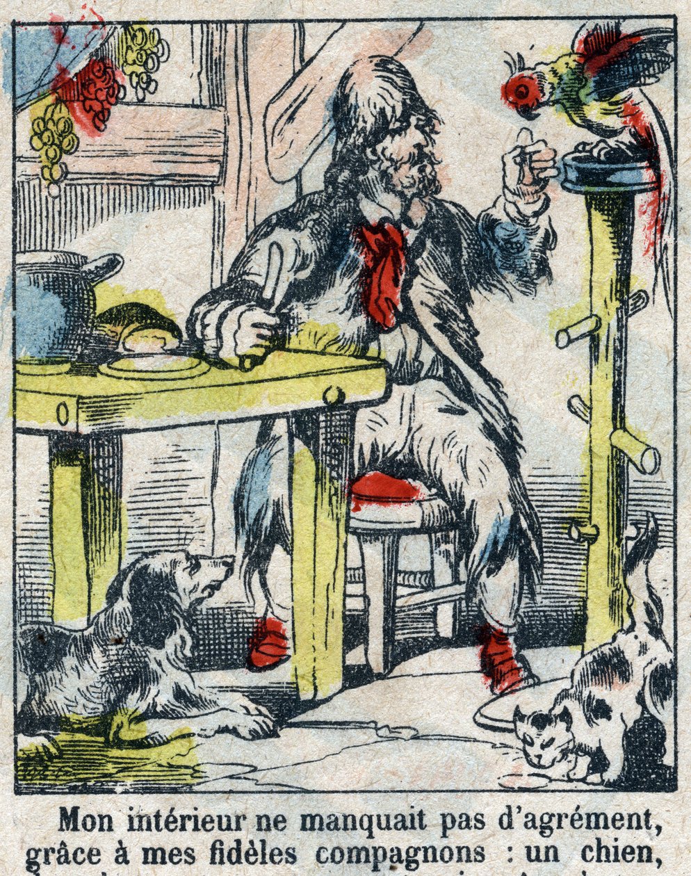 Illustration für das Buch von Daniel Defoe „Robinson Crusoe“. Epinal-Bild aus dem späten 19. Jahrhundert von French School