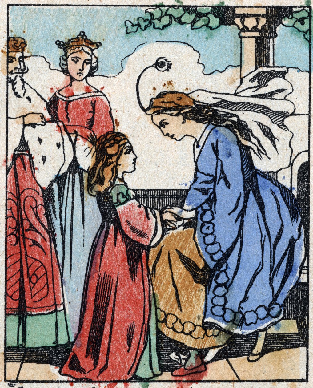 Illustration für "Riquet à la houppe", Märchen von Charles Perrault (1628-1703), französischer Schriftsteller. Holzstich von Imaging Pellerin - Epinal, späte 19. Jahrhundert. von French School