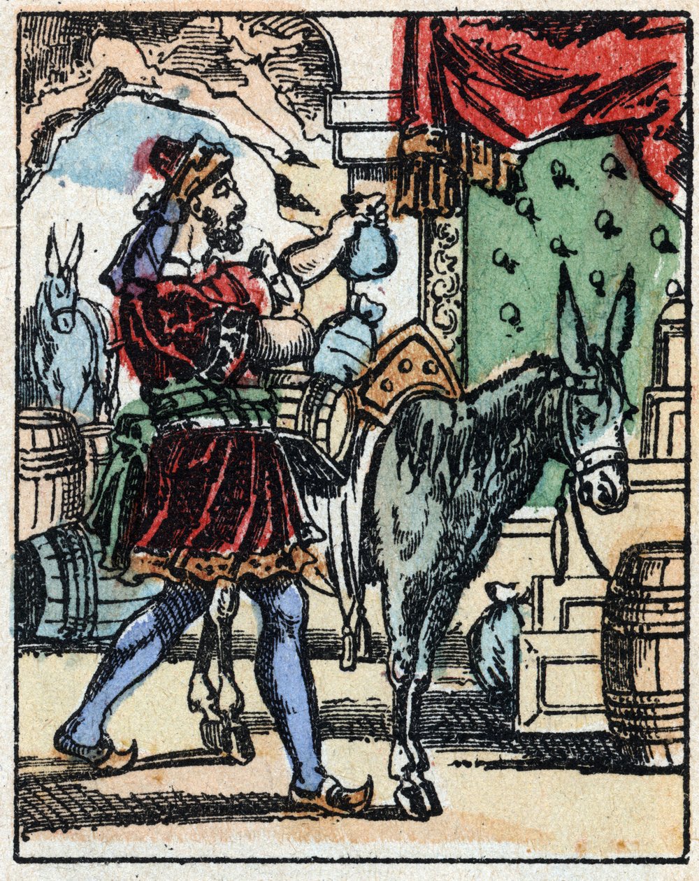 Illustration zu den Märchen aus Tausendundeiner Nacht. Ali-Baba (Ali Baba). Holzstich von Imaging Pellerin - Epinal, sd. Ende des 19. Jahrhunderts. von French School