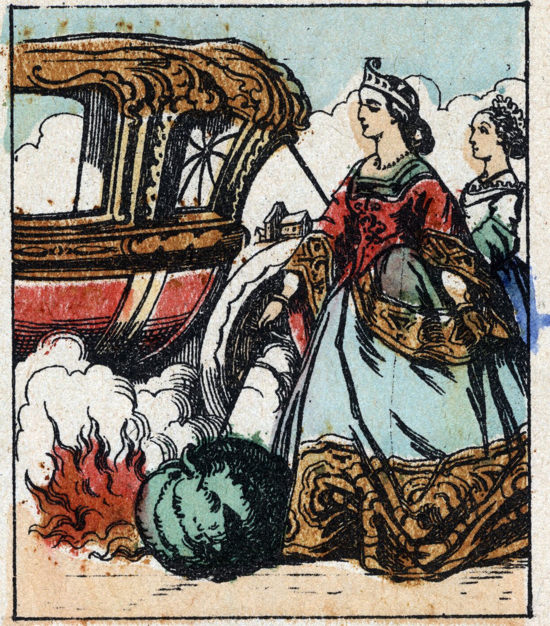 Illustration zu Charles Perraults Märchen „Aschenputtel oder Der kleine Glasschuh“. Holzstich von Imaging Pellerin - Epinal, sp. 19. Jahrhundert. von French School