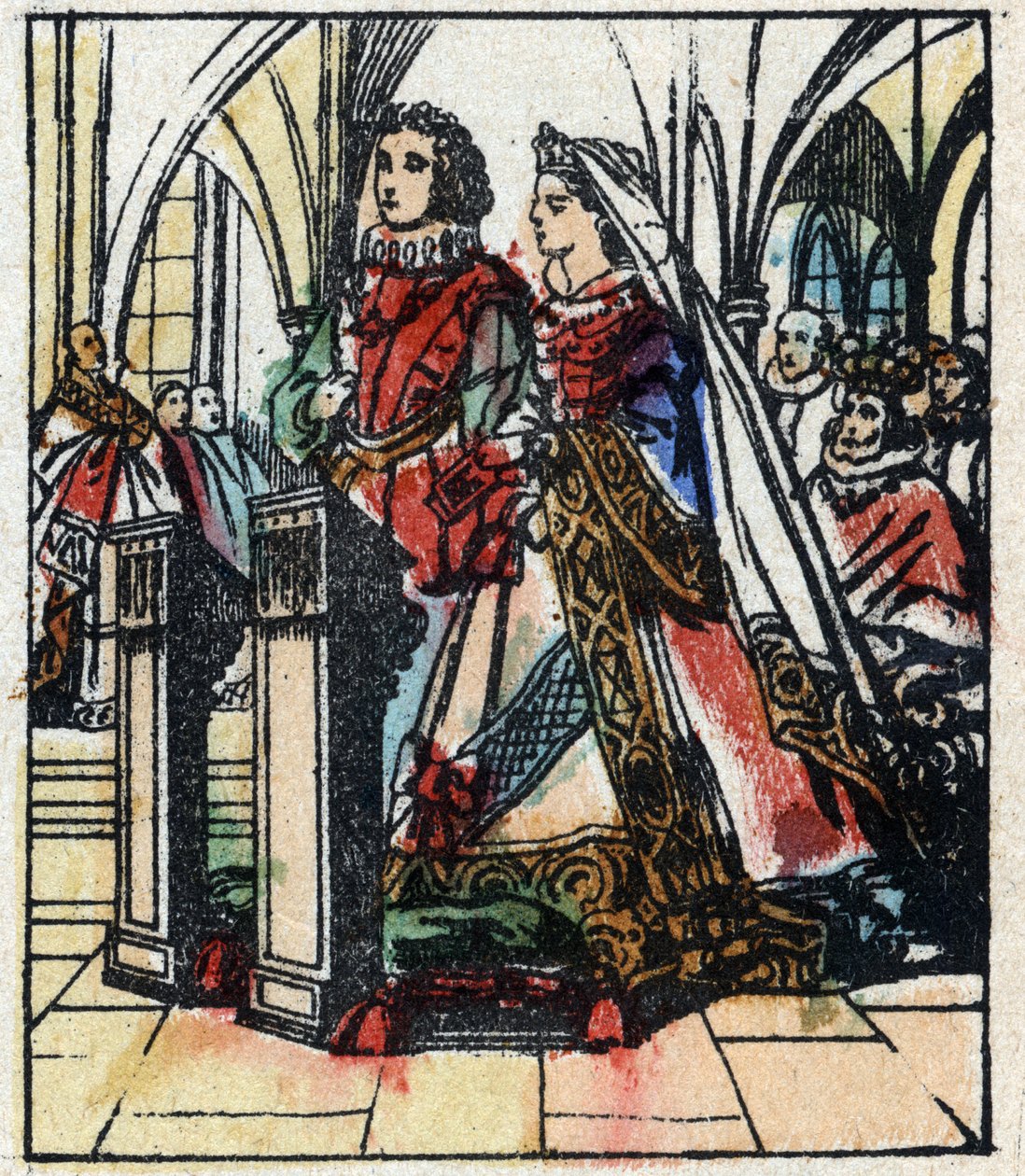 Illustration zu Charles Perraults Märchen „Aschenputtel oder Der kleine Glasschuh“. Holzstich von Imaging Pellerin - Epinal, sp. 19. Jahrhundert. von French School