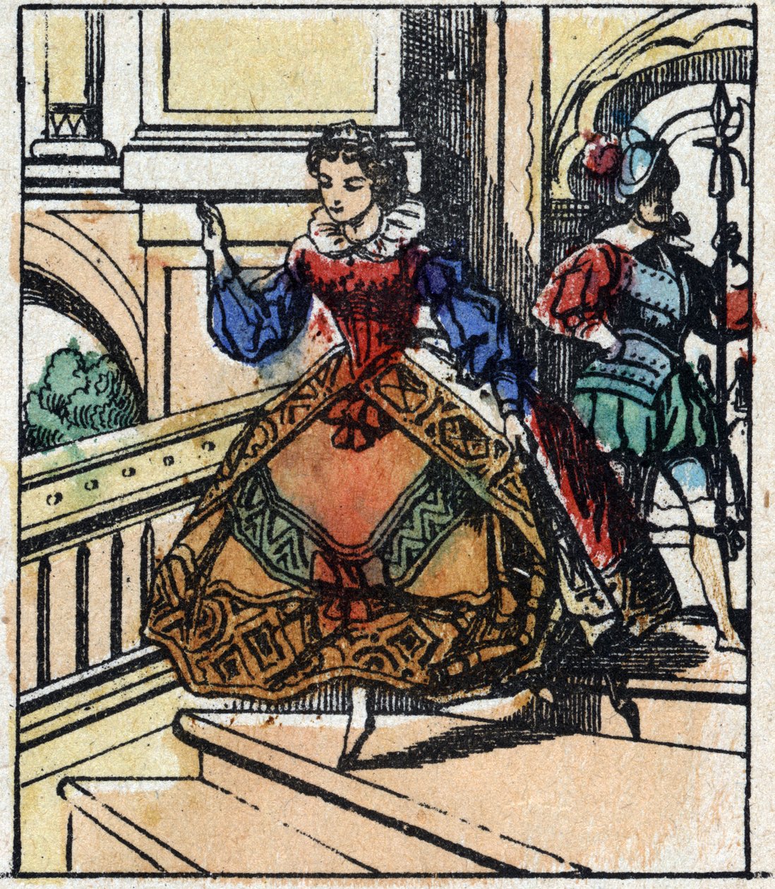 Illustration des Märchens „Aschenputtel oder Der kleine Glasschuh“ von Charles Perrault. Holzschnitt von Imaging Pellerin - Epinal, sp. Ende des 19. Jahrhunderts. von French School