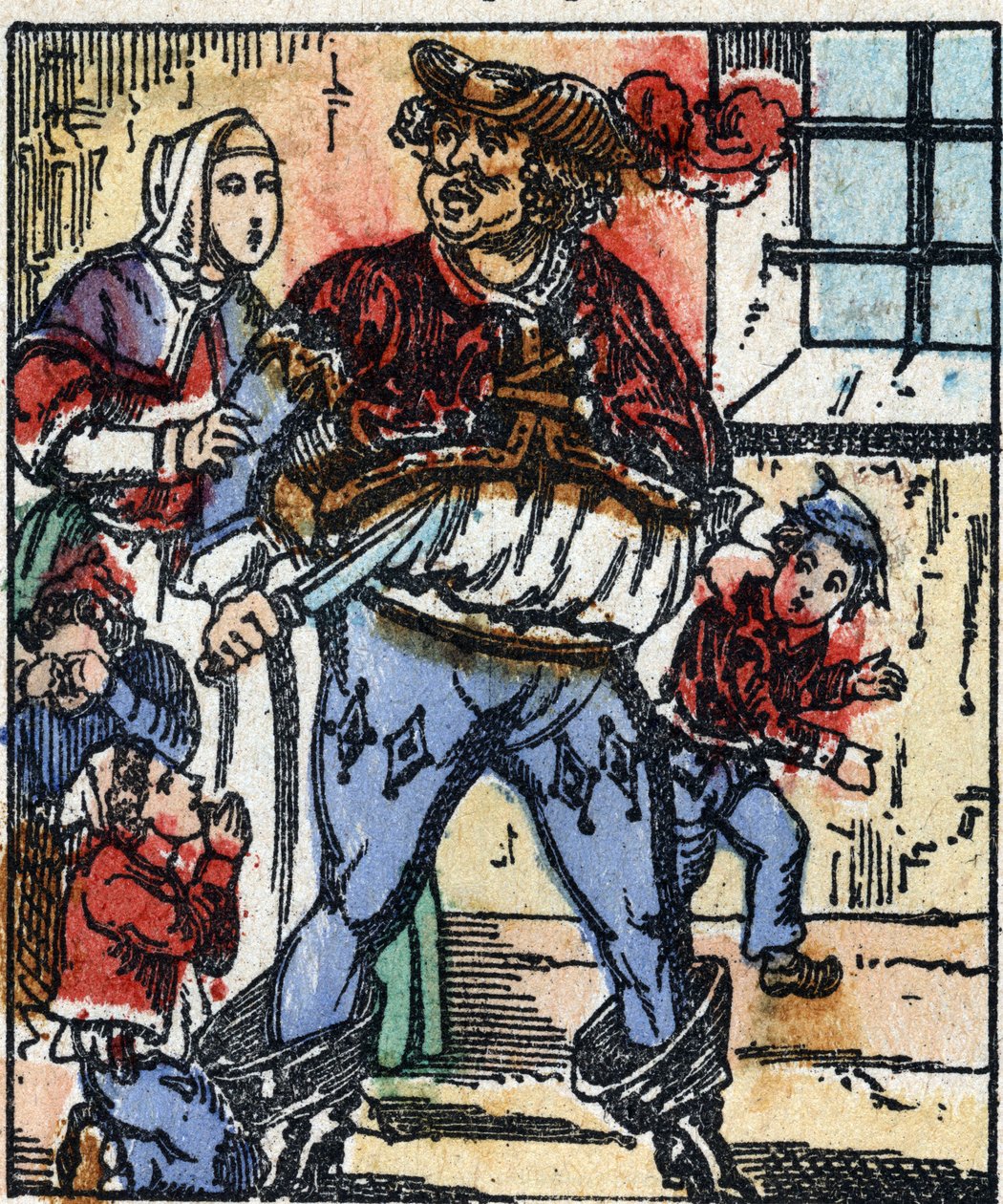 Illustration der Geschichte „Der kleine Däumling“ von Charles Perrault. Holzstich von Imaging Pellerin - Epinal, späte 19. Jahrhundert. von French School