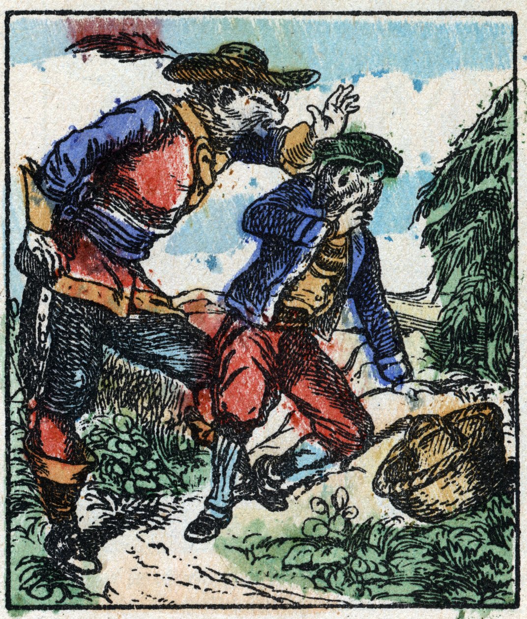 Illustration zu dem Märchen „Raminagrobis und die Mäuse“. Holzstich von Imaging Pellerin - Epinal, sd. Ende des 19. Jahrhunderts. von French School