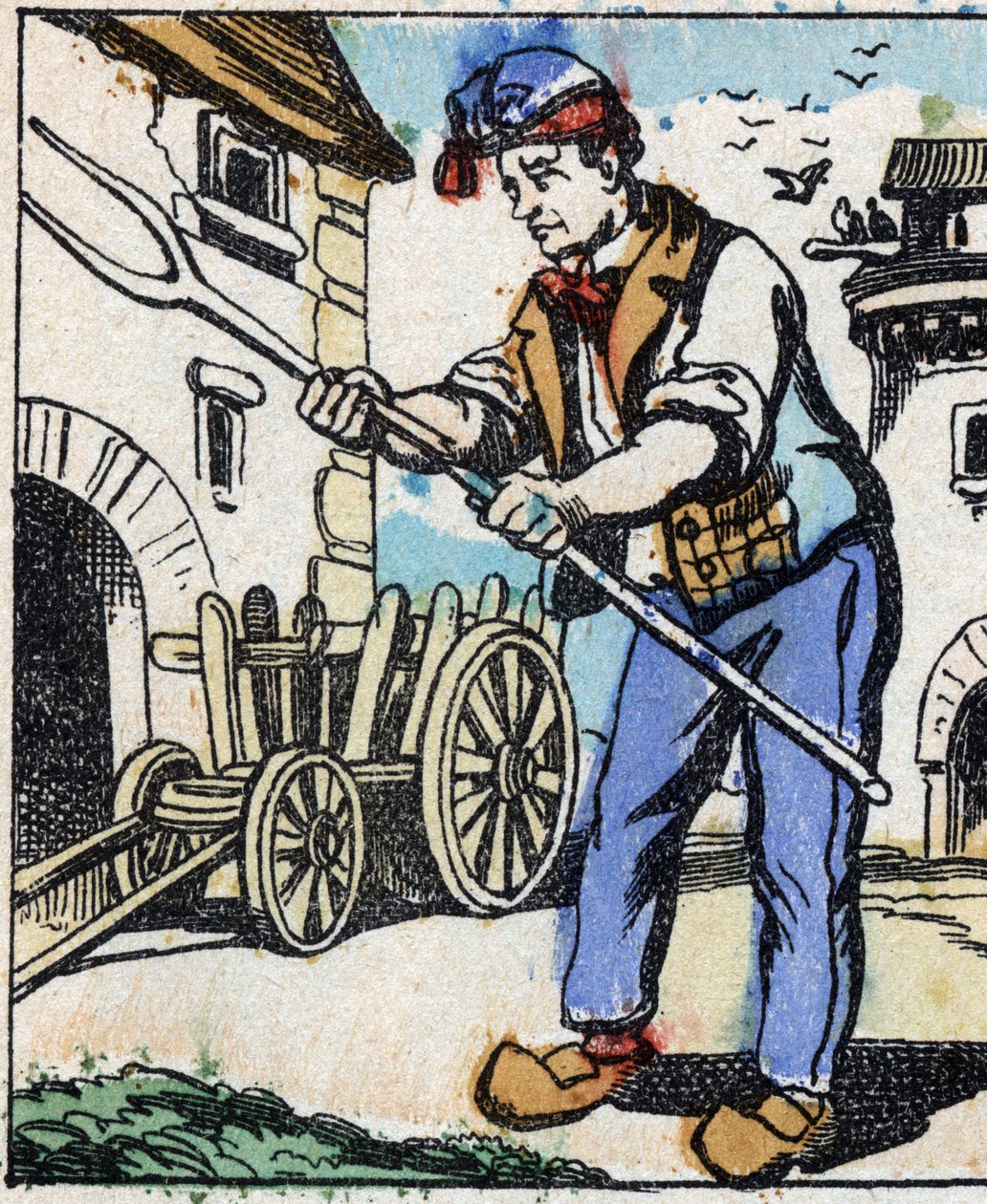 Illustration des Märchens „Die Gabel des Teufels“. Holzschnitt von Imaging Pellerin - Epinal, sp. Ende des 19. Jahrhunderts von French School