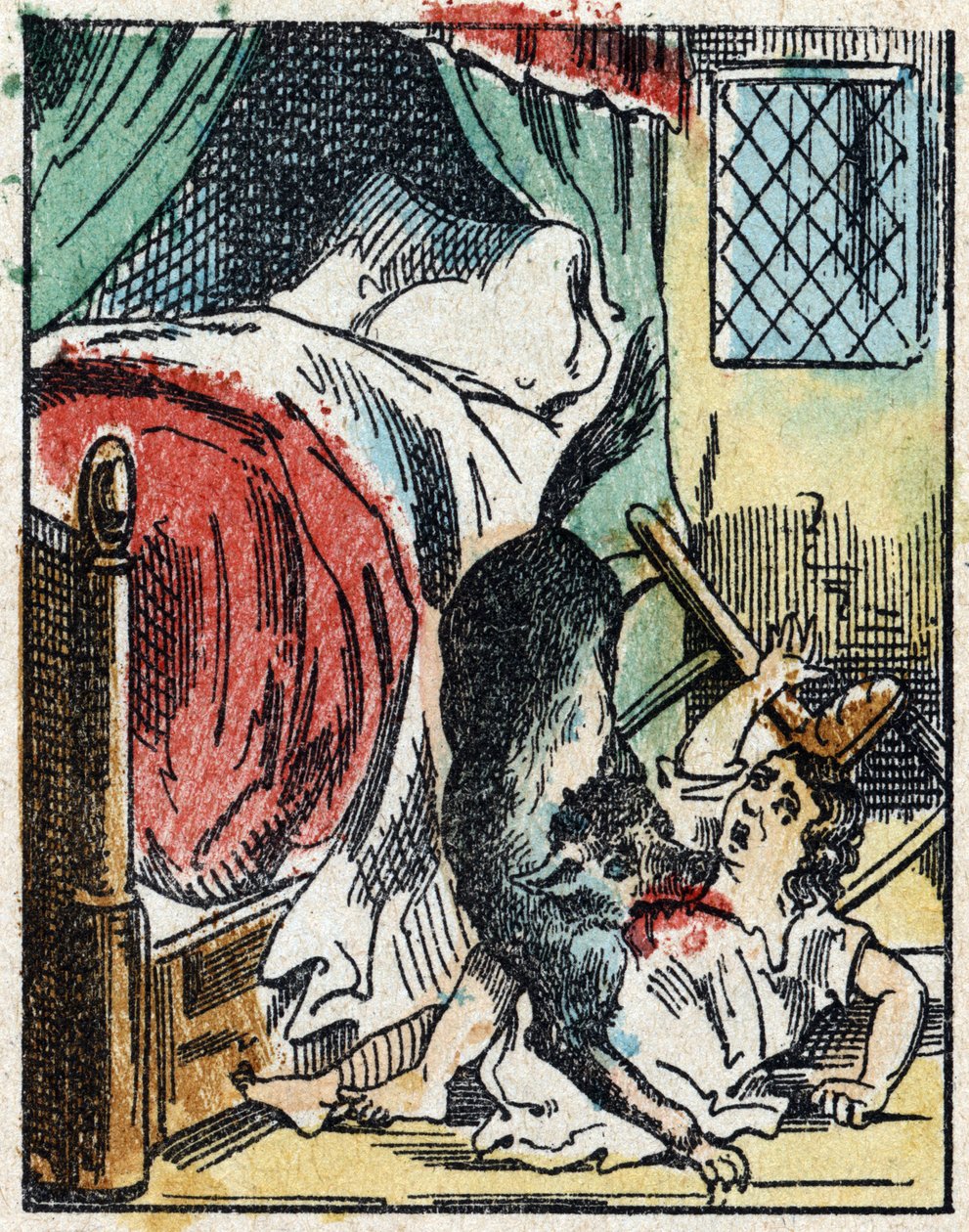 Illustration des Märchens „Rotkäppchen“ von Charles Perrault. Holzstich von Imaging Pellerin - Epinal, Ende des 19. Jahrhunderts von French School
