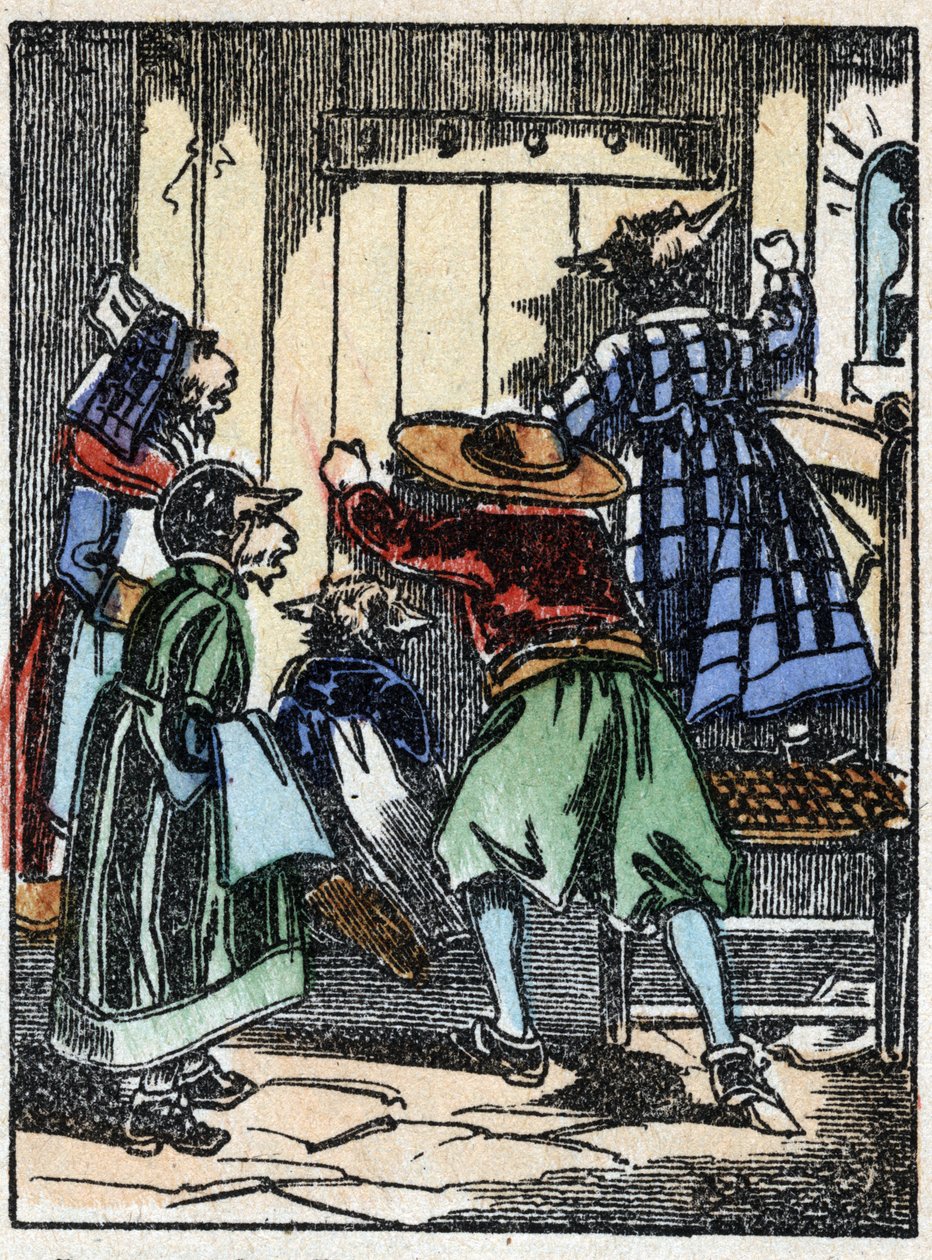 Illustration zu dem Märchen „Der Wolf, die Ziege und die sieben Geißlein“. Holzstich von Imaging Pellerin - Epinal, sd. Ende des 19. Jahrhunderts. von French School