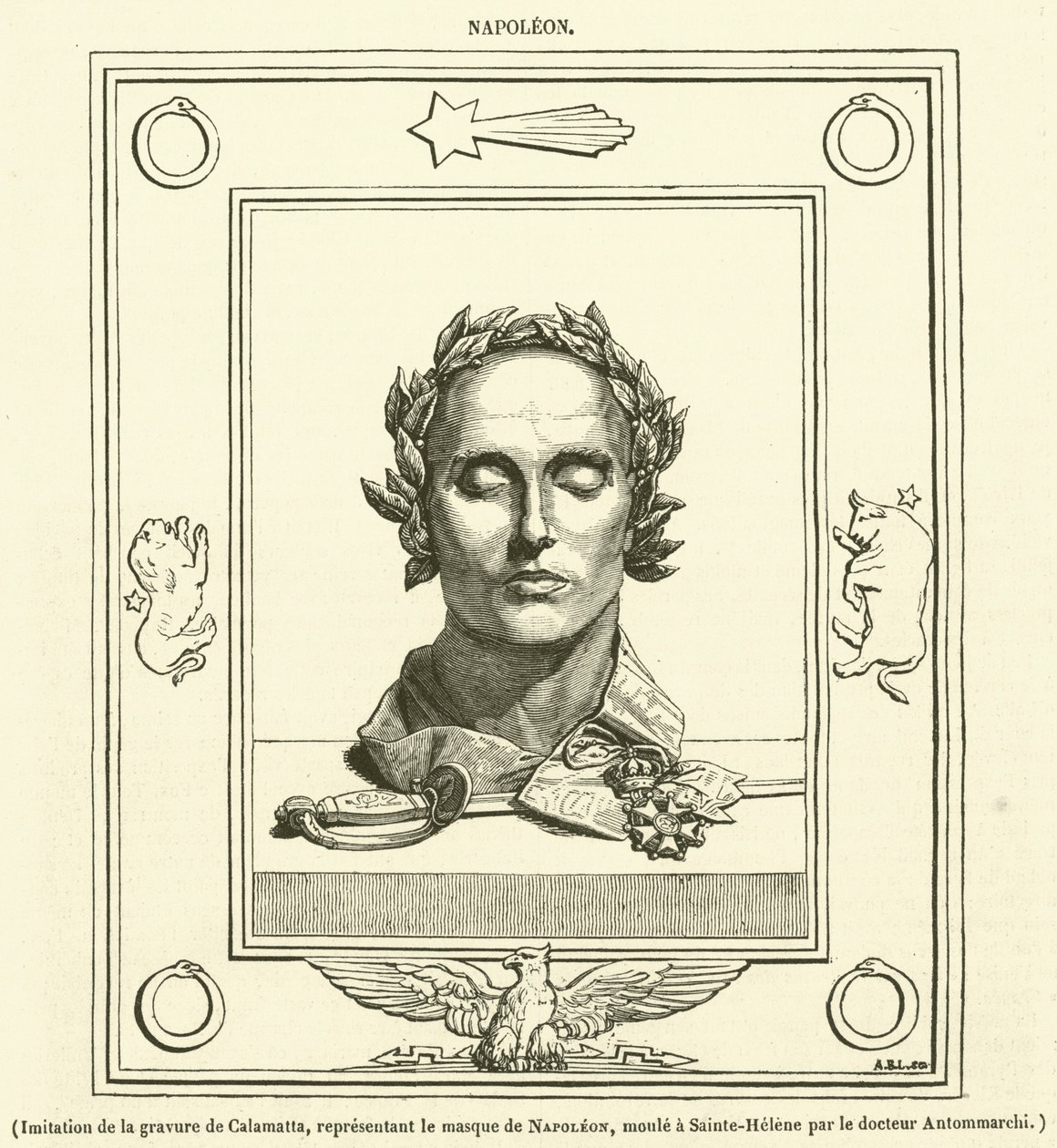 Nachahmung des Stichs von Calamatta, darstellend die Maske Napoleons, geformt auf St. Helena durch Dr. Antommarchi von French School