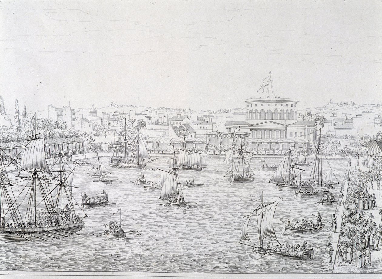 Einweihung des Bassin de la Villette, Paris Mai 1821 von French School
