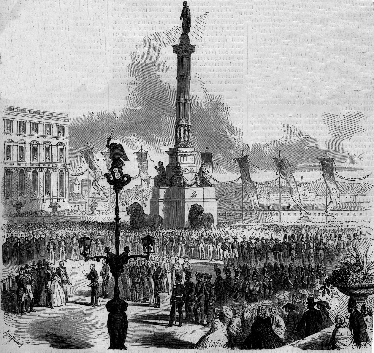 Einweihung der Kongresssäule (1850-1859). Brüssel, Belgien. von French School
