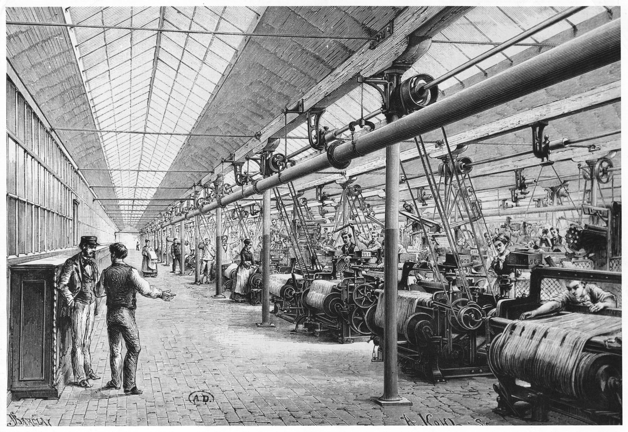 Industrielles Weben in Bagatelle, 1884 von French School