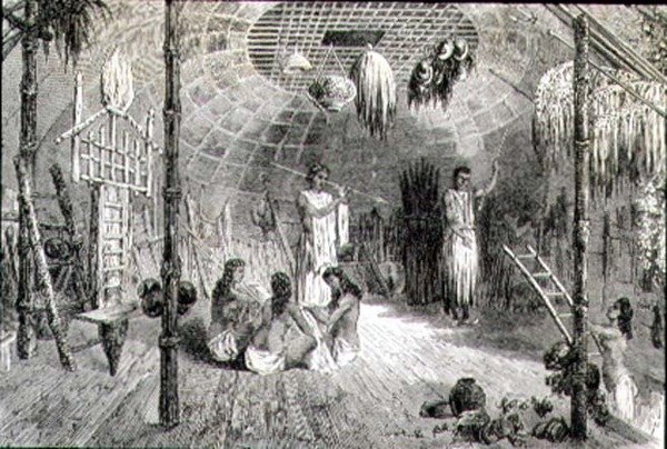 Innenraum einer indischen Hütte in den 1860er Jahren von French School