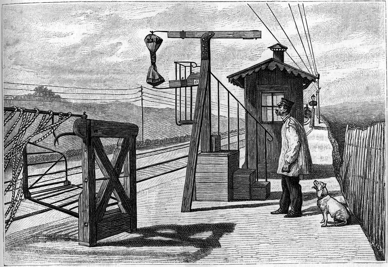 Es wurde 1884 in Pont sur Seine von Monsieur Cochery (Minister für Post und Telegrafen) eingeweiht. Gravur im illustrierten Journal „La jeunesse“ von French School