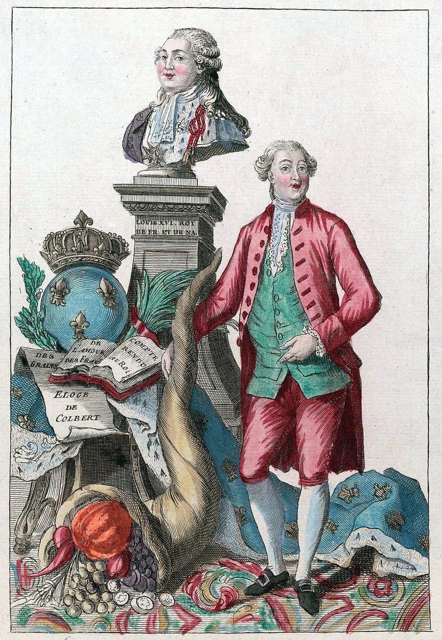 Jacques Necker (1732-1804) - Großer Necker, deine weise Vorsicht wird unsere Herzen erfreuen; du bringst Überfluss zurück, unter dem Wohlwollen von Ludwig XVI - Füllhorn von French School