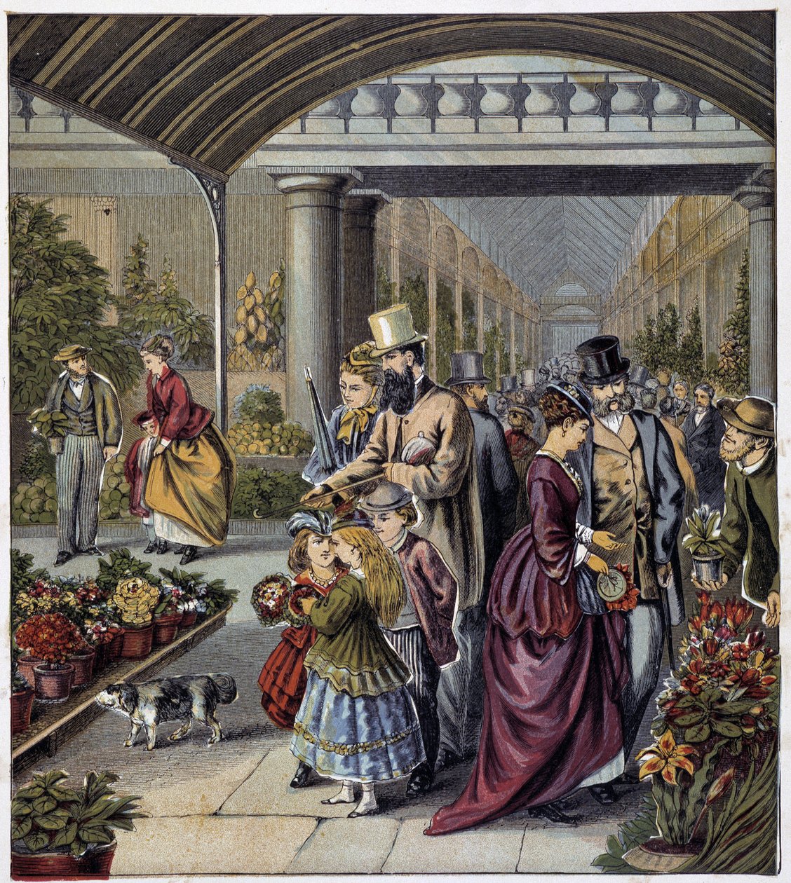 Blumengarten (in „Laden der kleinen Kinder: in den Ferien“, herausgegeben von Hachette, ca. 1900) von French School
