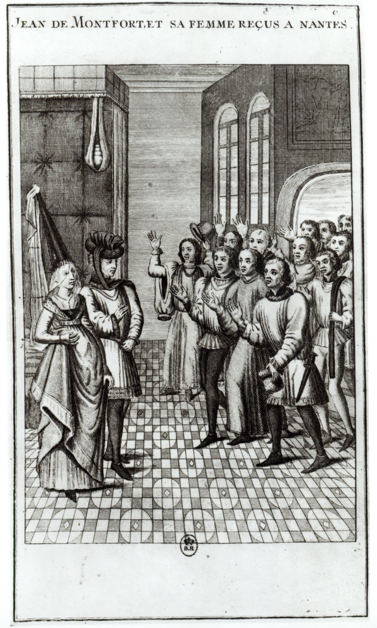 Jean de Bretagne (1293-1345), Graf von Montfort, und seine Frau werden in Nantes begrüßt von French School