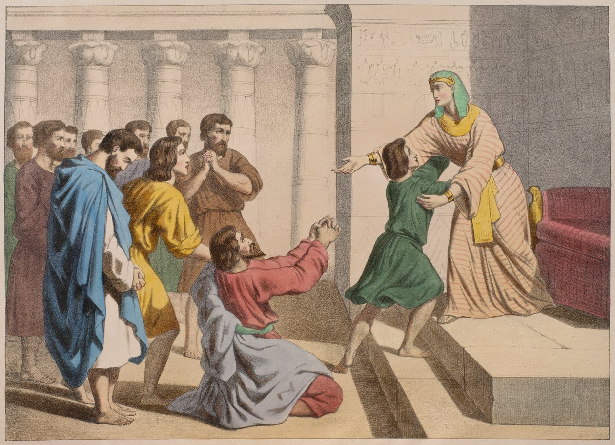 Joseph gibt sich seinen Brüdern zu erkennen, Illustration aus einem Katechismus L