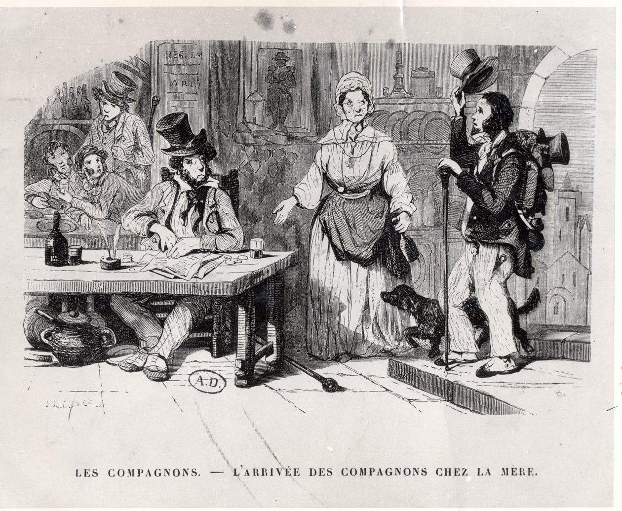 Geselle kommt in ein Gasthaus, ca. 1850 von French School