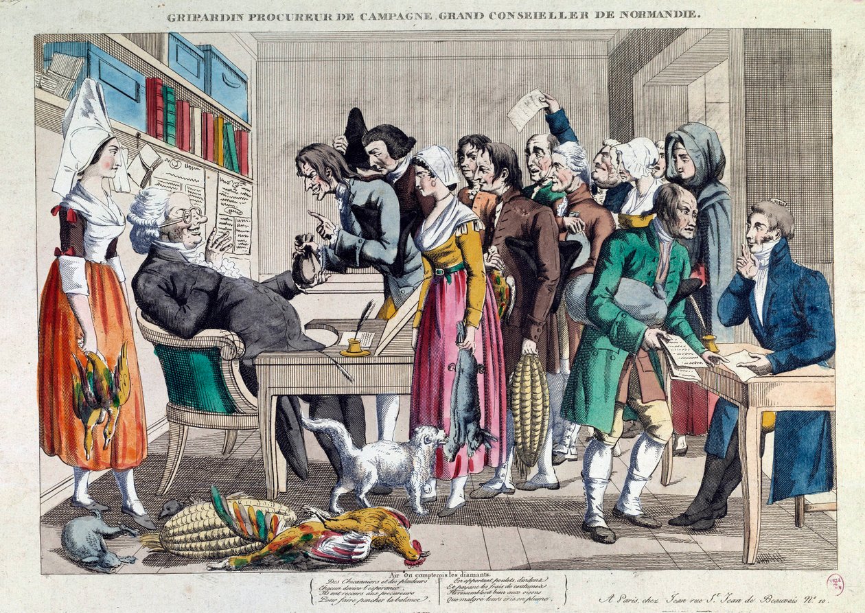 Justiz: Gripardin, Landanwalt, großer Ratsherr der Normandie. Lithographie des 18. Jahrhunderts. Paris, Musée Carnavalet von French School