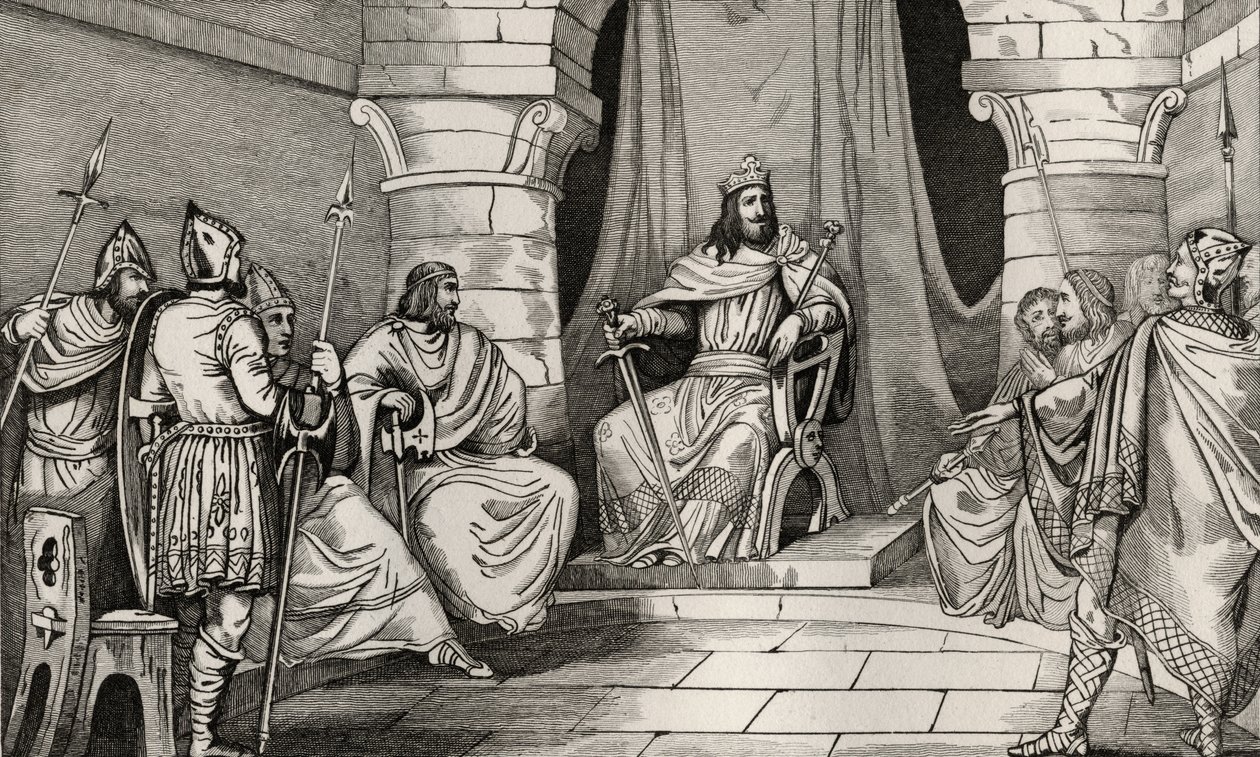 König Charibert (521-67) im Rat mit Magistraten, aus 
