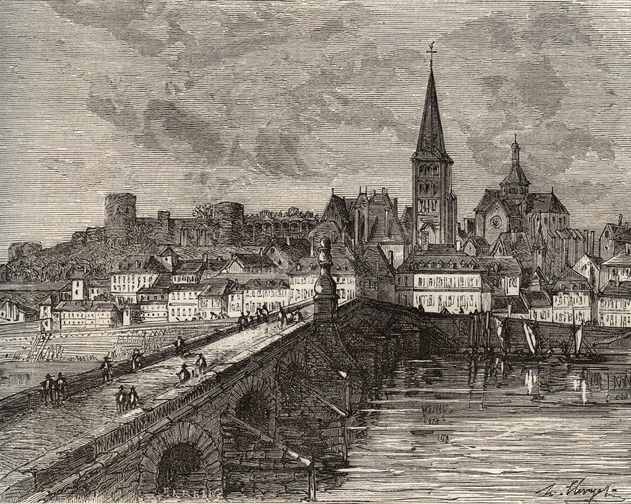 La Charité-sur-Loire - Nièvre, in der Region Burgund - Gravur in „France illustrée: Geographie, Geschichte, Statistik, Verwaltung“ von V.-A. Malte-Brun. 1884 von French School