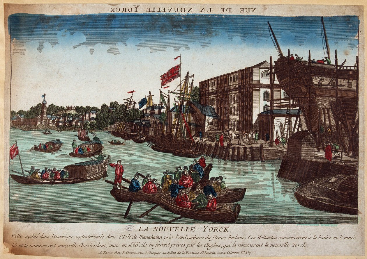 La Nouvelle York, Gravur 18. Jahrhundert von French School