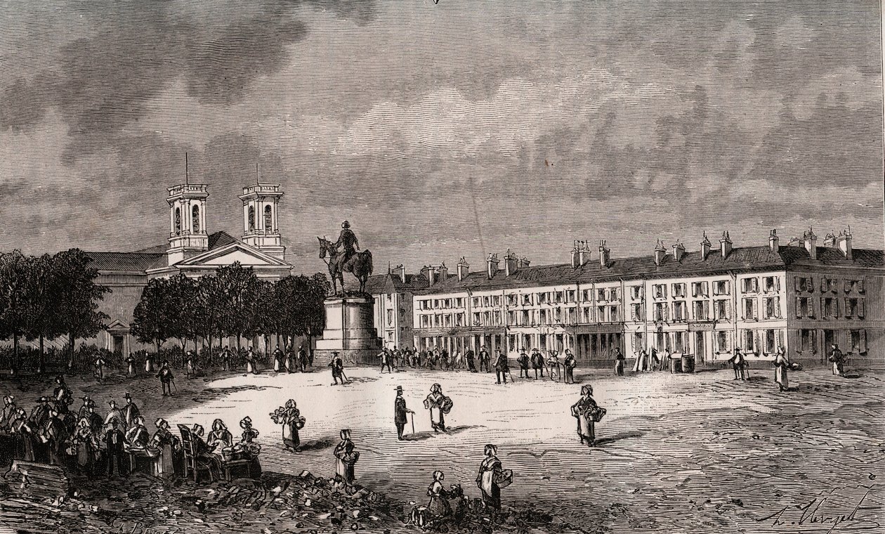 La Roche-sur-Yon - Pays de la Loire - Place Napoleon - Gravur in „France illustrée: Geographie, Geschichte, Verwaltung, Statistik“ von V.-A. Malt-Brown. 1884 von French School