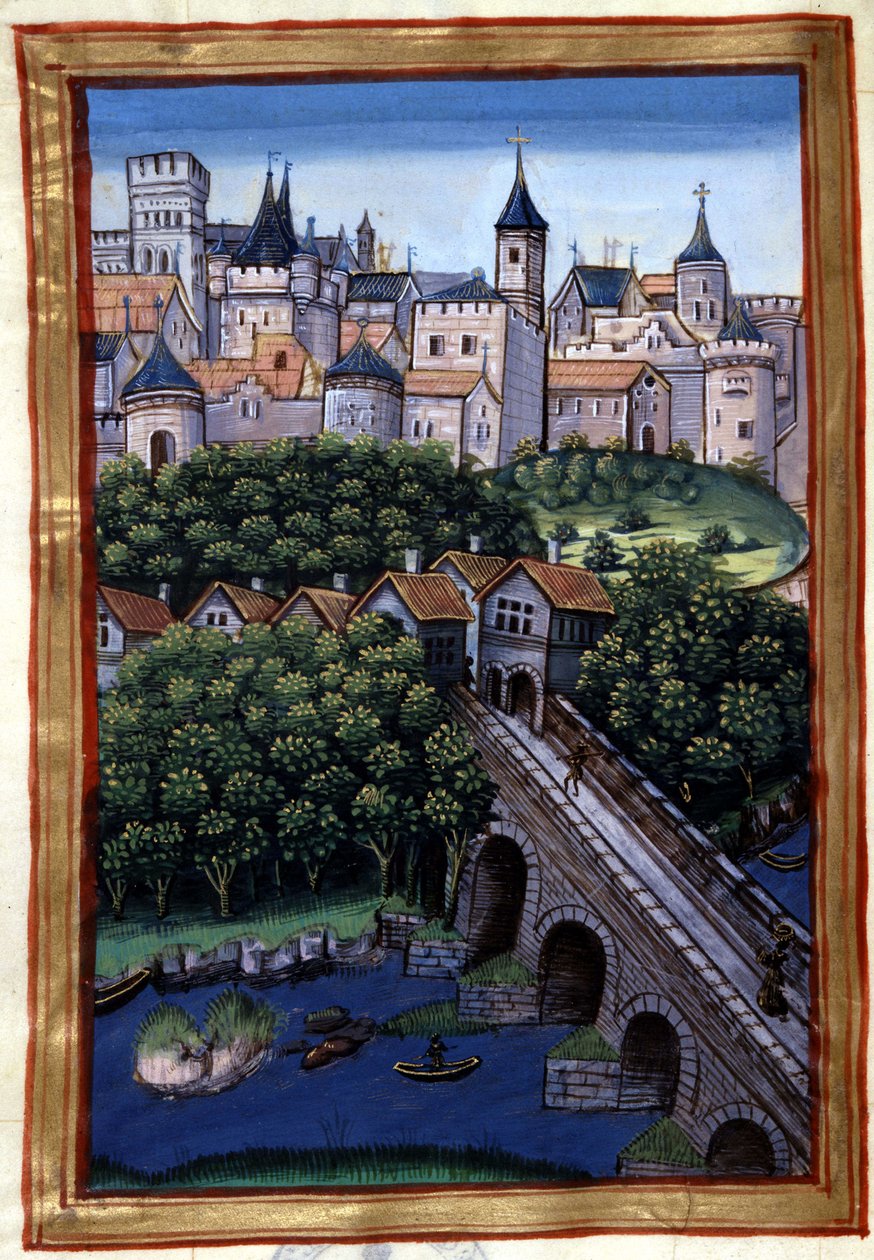 Die Stadt Lyon - in „Roman de Palamus, Erzählung von Lion“ von Simphorian-Champier von French School