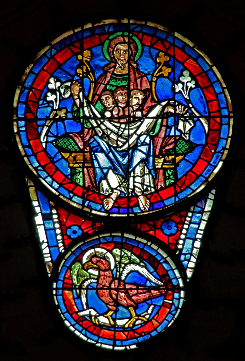 Jüngstes Gericht: Der Schoß Abrahams mit 3 Seelen; St. Johannes