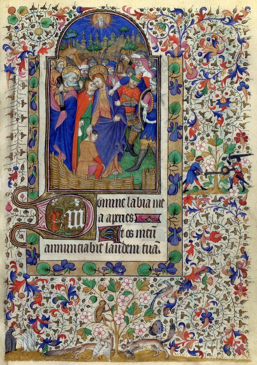 Lat 1156 f.133 Der Kuss des Judas, aus den Stunden der Marguerite d